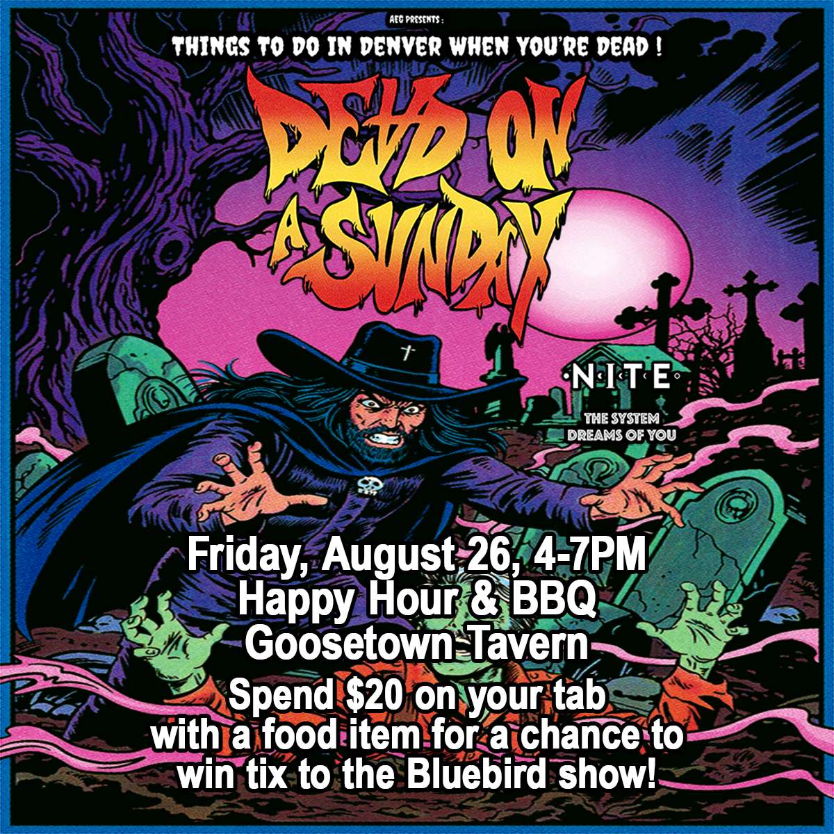 Dead On A Sunday Happy Hour & BBQ (4-7PM)