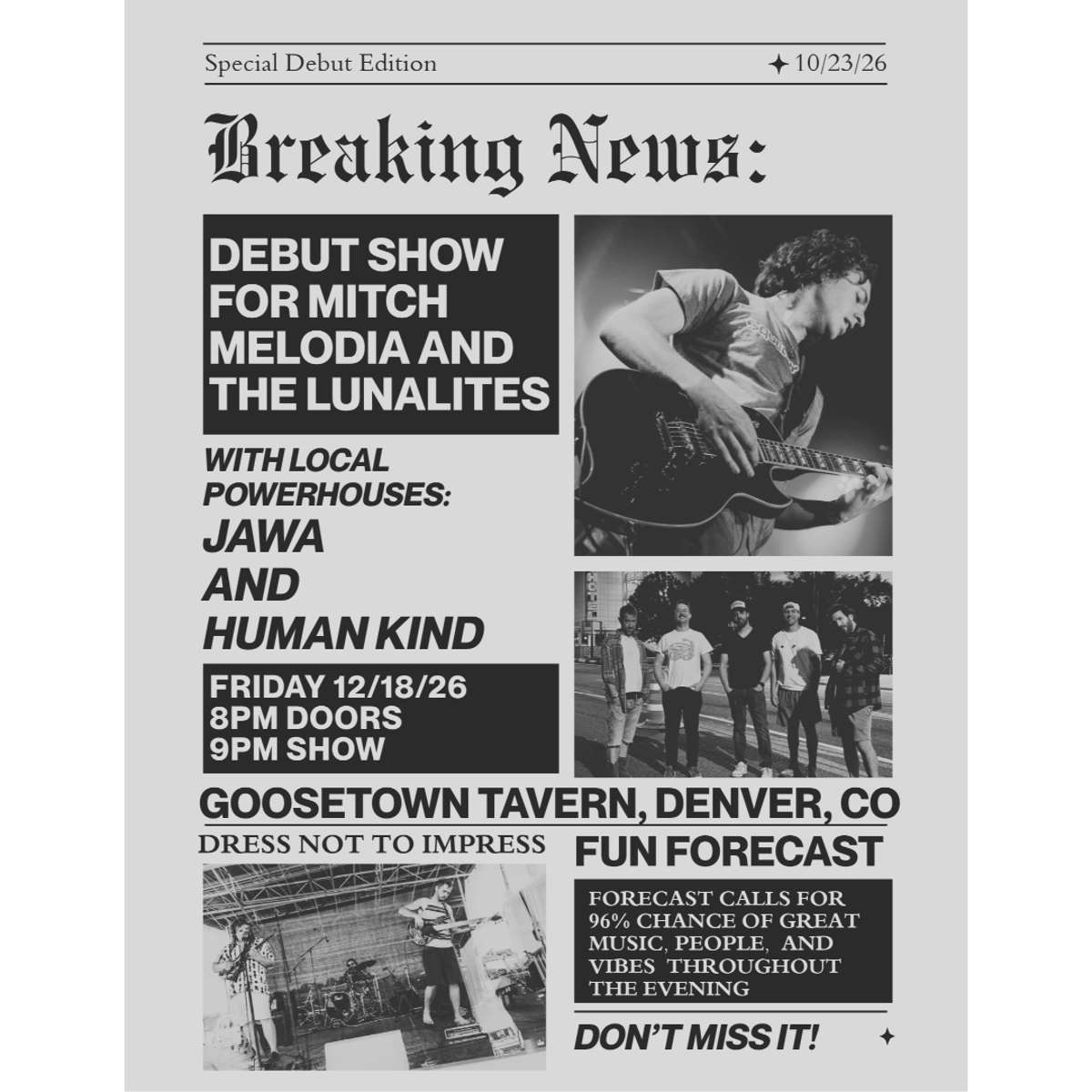 Mitch Melodia and the Lunalites w/ Human Kind + JAWA