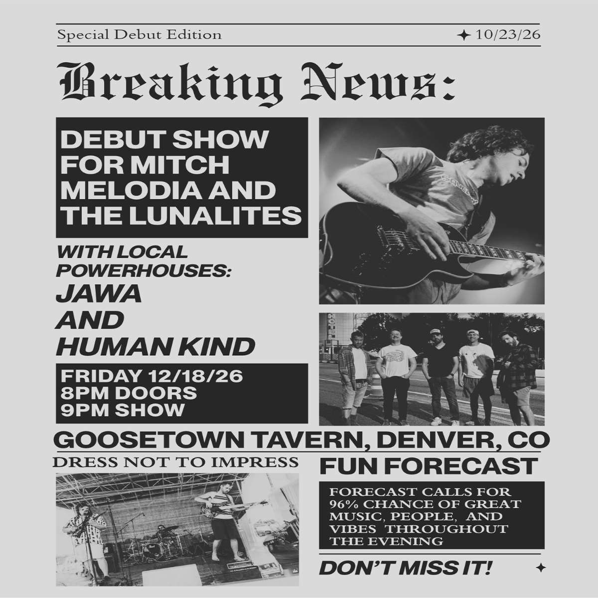 Mitch Melodia and the Lunalites w/ Human Kind + JAWA